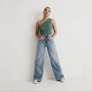 Madewell Brightside Rib One-Shoulder Tank Trellis Green Medium